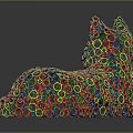 Colorful Cat Sculpture Composed of Small Circles Lying Down with Various Colors