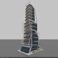 Modern Urban Skyscraper Architectural Design With Glass Facade And Geometric Structure