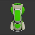 Vintage Style Sports Car With Green And Beige Sleek Body And Reflective Surface