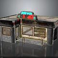Abandoned Coffee Shop Interior With Weathered Walls Broken Windows Neon Coffee Sign And Open Sign