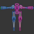 Humanoid Mechanical Robot With Extended Arms Green Accents And Metallic Body