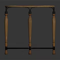 Half Moon Shaped Wooden Accent Table With Black Accented Legs And Iron Frame