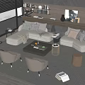 Modern Minotti Sofa Coffee Table Combination 3d model