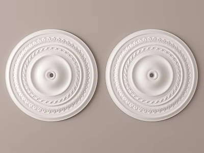 White Round Carved Ceiling Decorations With Ornate Patterns And Elegant Design 3d model