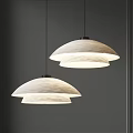 Modern Minimalist Pendant Lights With Textured White Double Layers And Soft Glowing Effect