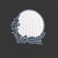 Elegant Round Decorative Mirror With Intricate Floral Carvings And Metal Base