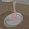 Elegant Wine Decanter and Glasses on Wooden Tray with Leaf on Wooden Table and Floor