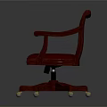 Burgundy Leather Office Chair with Arms and Five Pointed Gold Caster Base