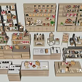 Wooden Display Shelves with Various Designs and Sizes for Retail Merchandise Showcase