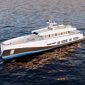 Modern Luxury Yacht With Open Deck Sailing On Calm Ocean Waters