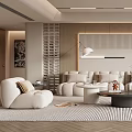 Modern Living Room Interior With Plush Sofas And Coffee Tables 3d model