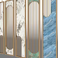 Elegant Modern Room Dividers With Marble Texture And Vertical Slat Frames