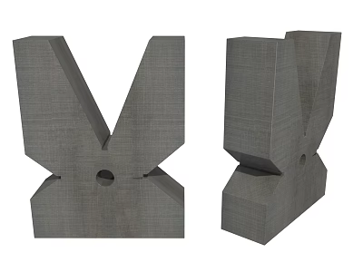 Gray V Shaped Industrial Components With Textured Surface And Central Holes 3d model