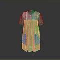 Women's Green Short Sleeve Dress with White Trim and Lace Casual Design