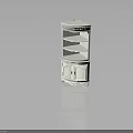 White Ornate Corner Cabinet Featuring Multiple Shelves Cabinet Doors And Carved Small Feet