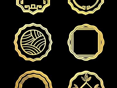 Golden Decorative Frames With Traditional Patterns And Elegant Motifs On Black Background 3d model