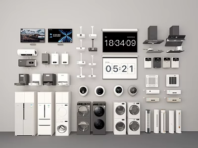 Various Home Appliances Display In Modern Setting 3d model