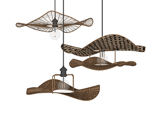 Southeast Asia chandelier rattan chandelier 3d model