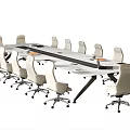 Modern Conference Table With Multiple Ergonomic Chairs And Metal Frame For Business Meetings