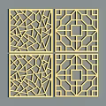 Four Decorative Square Panels With Intricate Geometric Laser Cut Patterns