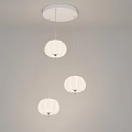 Modern Minimalist Three White Spherical Pendant Lights Hanging from White Ceiling 3d model