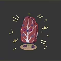 Cartoon Red Leaf Character With Smiling Face Standing On Pink Base And Decorative Elements