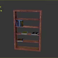 Wooden Bookshelf Interior Design With Multiple Shelves And Stacked Books