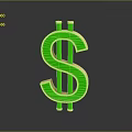 Green 3D Dollar Sign With Gold Border On Gray Gradient Background And Reflection 3d model