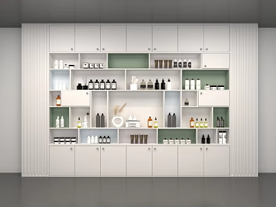 Modern White Shelving Unit With Multiple Compartments For Storing Bottles And Jars 3d model