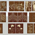 Wooden Decorative Screens With Various Plant Patterns And Different Designs 3d model