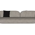 Elegant Beige Two Seater Sofa with Black and Beige Accent Pillows
