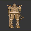 Golden Mechanical Robot Character With Humanoid Form And Intricate Metallic Structure