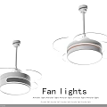 Modern Ceiling Fan Lights With White Frame Bright LED And Transparent Blades