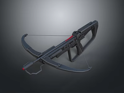 Modern Tactical Crossbow With Black Design Mechanical Bowstring Trigger And Red Accents 3d model