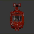 Red Industrial Mechanical Device With Circular Top Sensors And Grille Windows