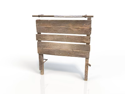 Rustic Wooden Sign With Stacked Wooden Planks And Side Posts Plus Top Crossbar 3d model