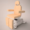 Medical Treatment Chair With Beige Upholstered Seat Armrests And White Adjustable Base