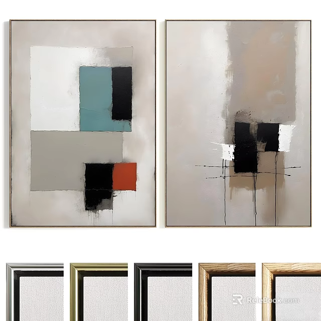 Decorative Photo Frames Featuring Abstract Art And Multiple Color Designs 3d model 