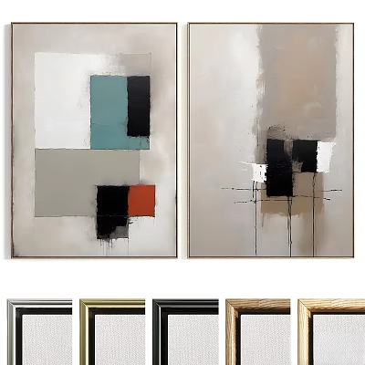 Decorative Photo Frames Featuring Abstract Art And Multiple Color Designs 3d model