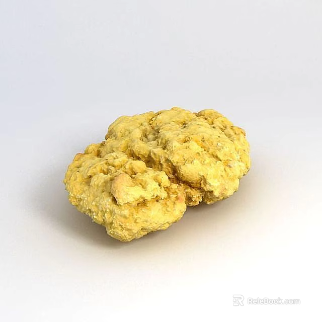 Two Yellow Cookies With Rough Surface On White Background 3d model 