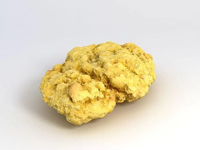 Two Yellow Cookies With Rough Surface On White Background 3d model