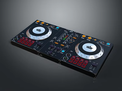 Professional DJ Controller With Colorful Buttons Knobs And Crown Logo For Music Mixing 3d model