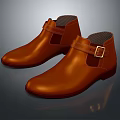 Brown Leather Ankle Boots With Buckle Strap And Classic Smooth Upper