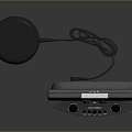 Gray Desktop Headphone Speaker With Control Panel And Circular Base 3d model