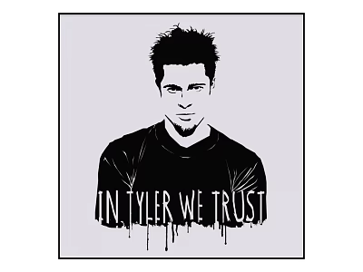 Portrait Of Man In Black T Shirt With In Tyler We Trust Dripping Text 3d model