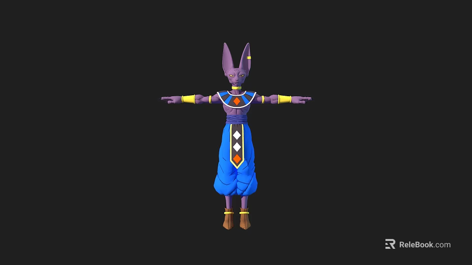 Purple Game And Movie Character With Long Ears Blue Pants And Yellow Accents 3d model 