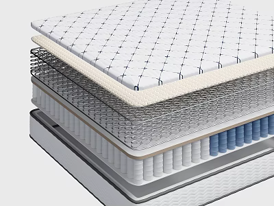 Double Bed Mattress With Layered Support Foam Coil Springs And Comfort Layers 3d model