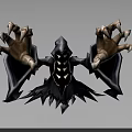 Gothic Game and Movie Character With Spiked Wings Large Claws And Dark Cloak Design