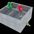 Industrial Equipment Divided Concrete Tank With Green Red Valves And Pipes