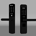 Black Smart Door Locks With Numeric Keypad Handle And Fingerprint Scanner